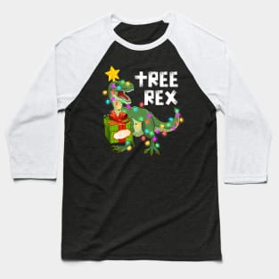 Funny Christmas Dinosaur Tree Rex light around the Christmas tree Tree Rex Gift Box Baseball T-Shirt